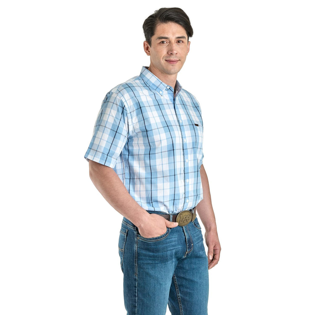 Camisa Casual Lee Hombre Regular Fit Manga Corta s338